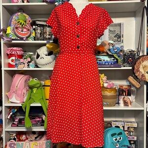 Monteau Red and White Polka Dot Dress